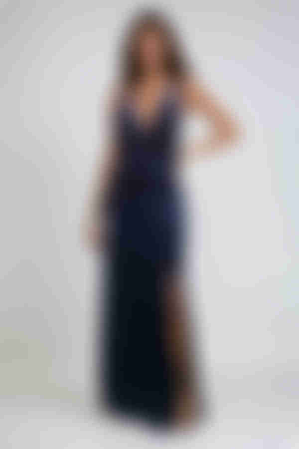 Glam Soirée Multiway Velvet Maxi Dress - Navy