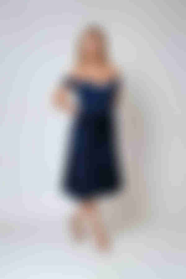 Love on Top Sweetheart Pleated Midi Dress - Navy 