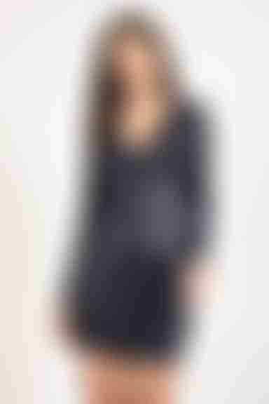 Midnight Daze Sequin Long Sleeve Mini Dress - Navy