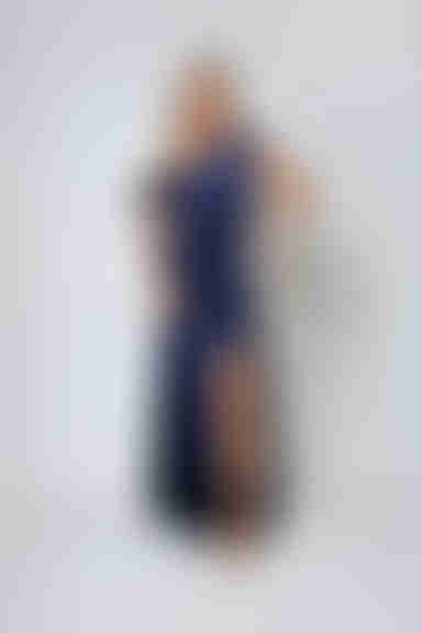 Own the Look Satin One Shoulder Maxi Dress - Navy