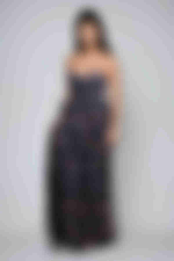 Wildest Bloom Floral Ruffle Maxi Dress - Navy Pink