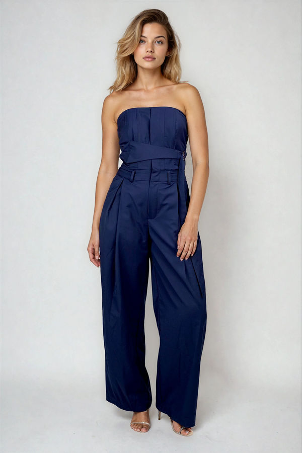 Urban Grace Strapless Jumpsuit - Navy