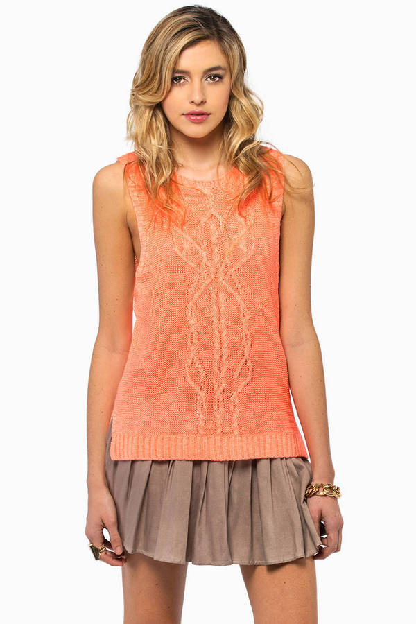 Focello Knit Sweater Vest - Neon Orange