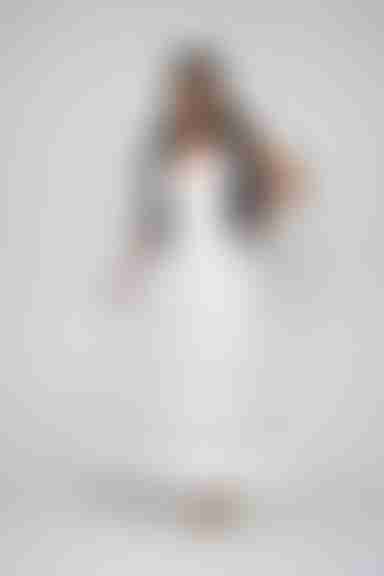 All Mine Satin Deep V Maxi Dress - Off White