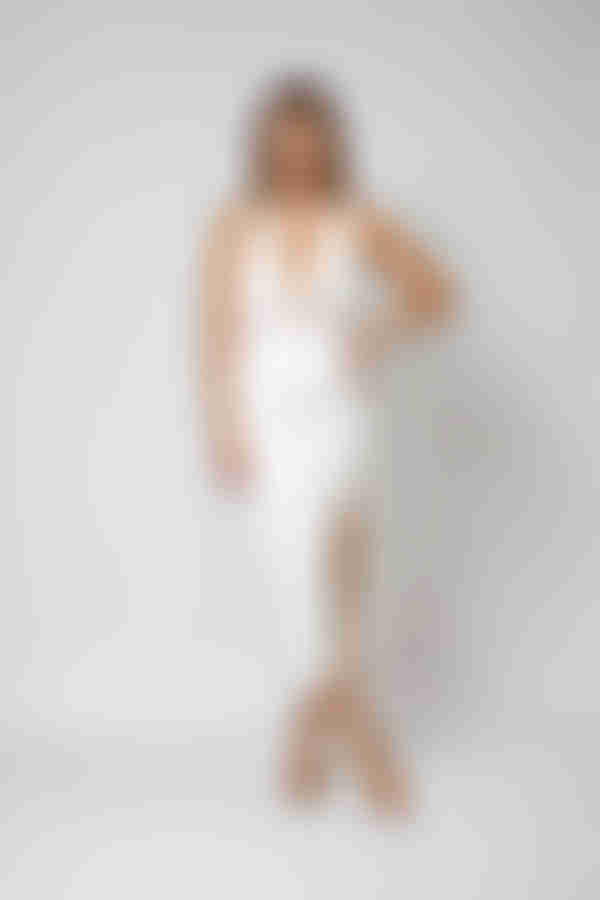 Eyes Closed Mesh Hook Midi Dress - Off White