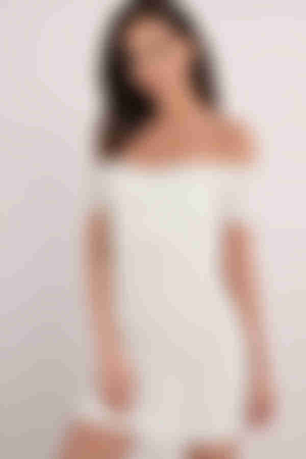 Harlow Off The Shoulder Smocked Mini Dress - Off White