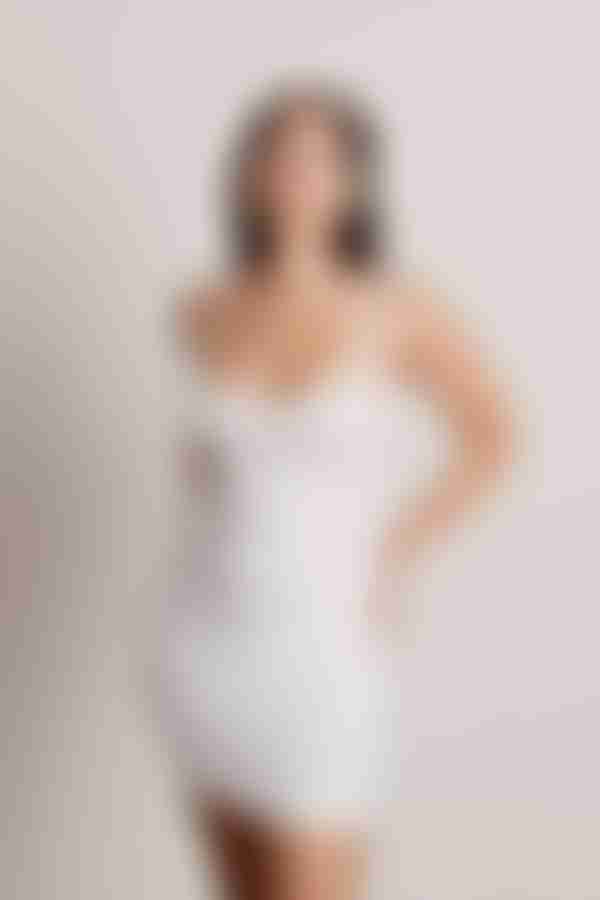 Prance Around Flower Strap Bodycon Mini Dress - Off White