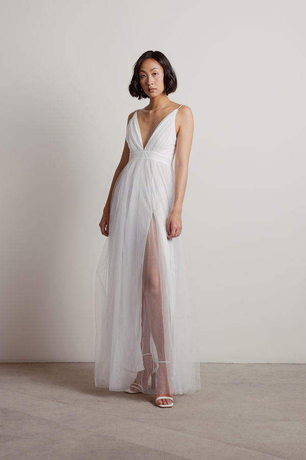 Slay The Night Off White Mesh Maxi Formal Wedding Guest Dress