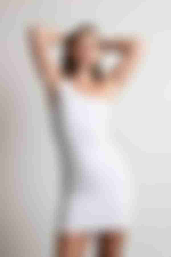 Sneak Peek Ruched One Shoulder Mini Dress - Off White