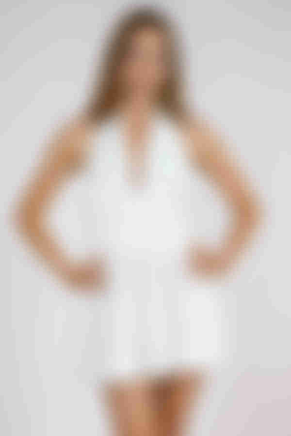 Sparkle Up Beaded Mesh Mini Dress - Off White