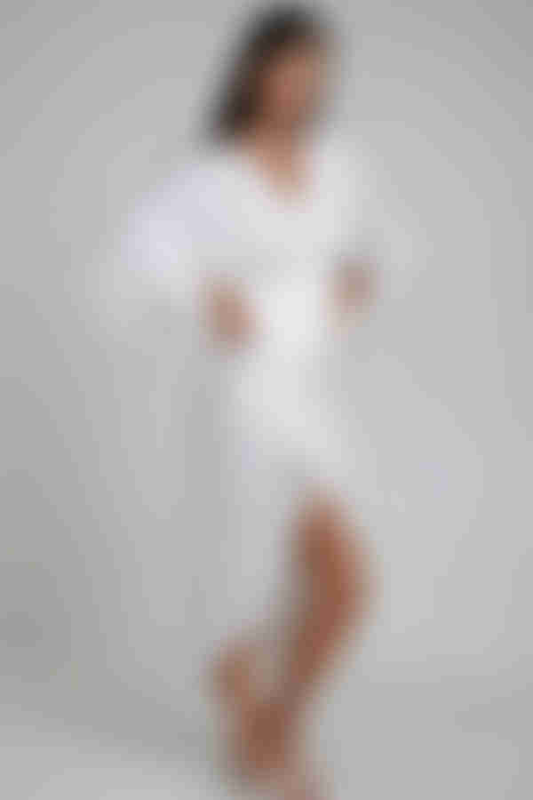 Still So Soft Kimono Slit Midi Dress - Off White