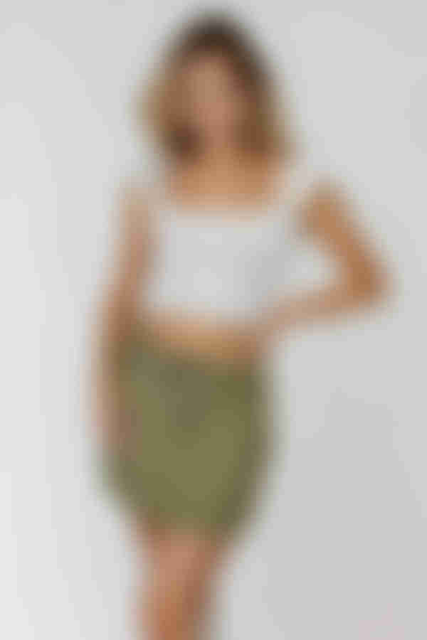 Mood Lifter Belted Mini Skirt - Olive