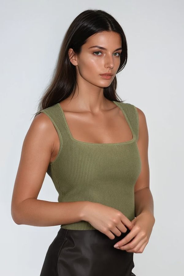 Take the Leap Ribbed Tank Top - Olive