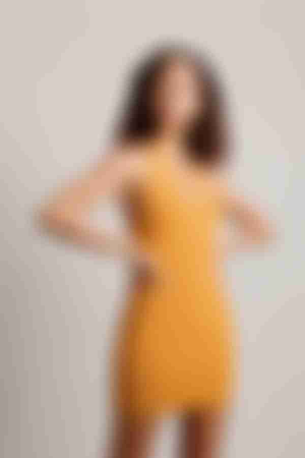 Aylah Halter Ribbed Knit Bodycon Mini Dress - Blue