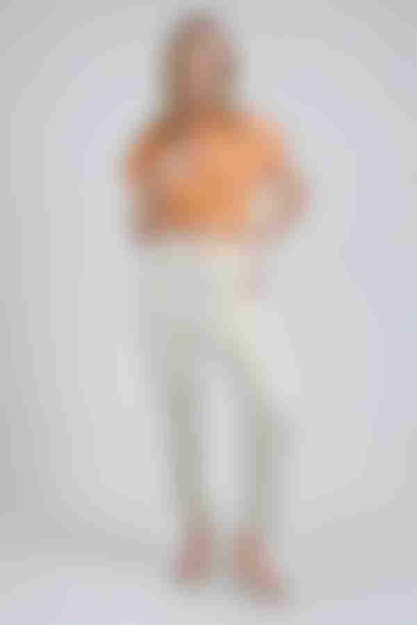 Citrus Charm Collared Crop Top - Orange