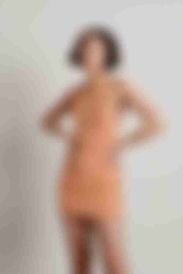 Saturn Exposed Stitch Bodycon Mini Dress - Orange