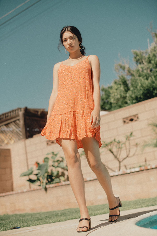 Sylvia Orange Flowy Dress