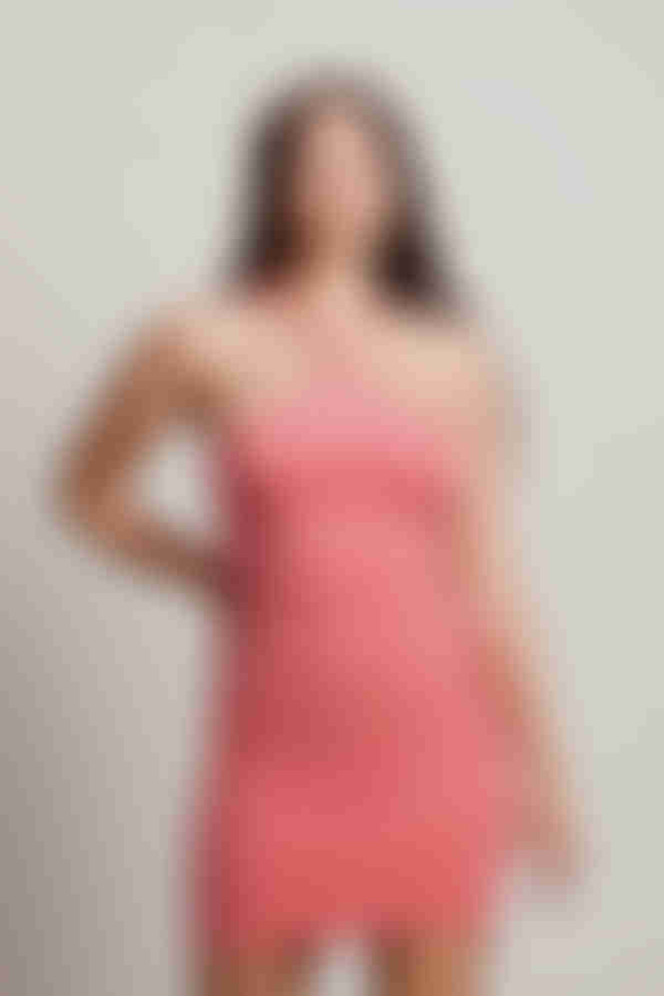 Incredibly Nice Stripe Halter Mini Dress - Patterns on pink base