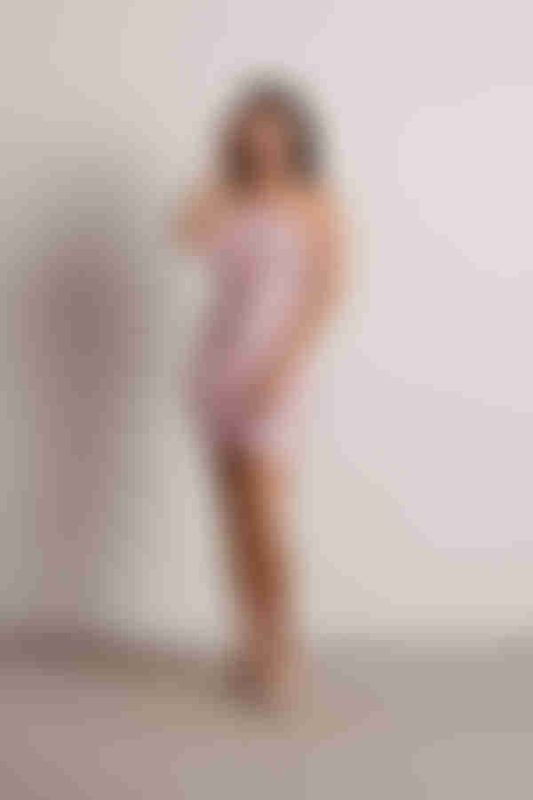 Bubble Gum Ribbed Knit Halter Mini Dress - Pink