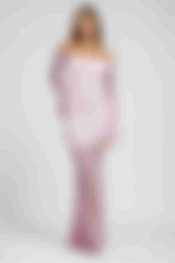 Carry the Glow Off Shoulder Mermaid Maxi Dress - Pink