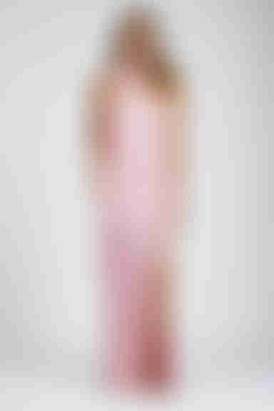 Dressed to Dazzle Drape Scarf Slit Maxi Dress - Pink