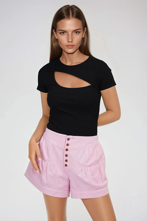 Pure Bliss Button From Shorts - Pink