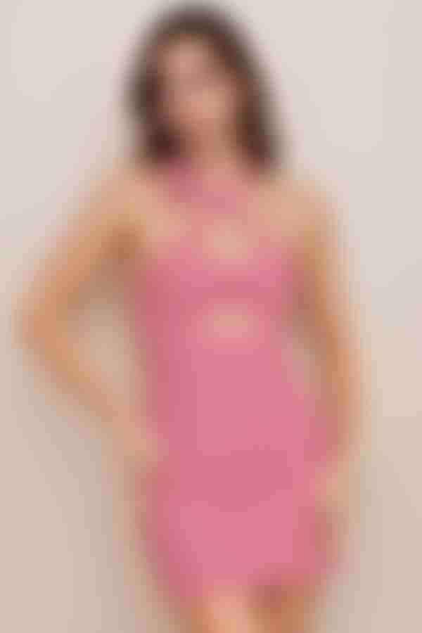 Zammarah Cross Halter Bodycon Mini Dress - Pink