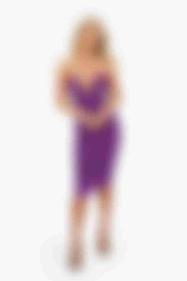 Katarina Cross Halter Bodycon Midi Dress - Purple