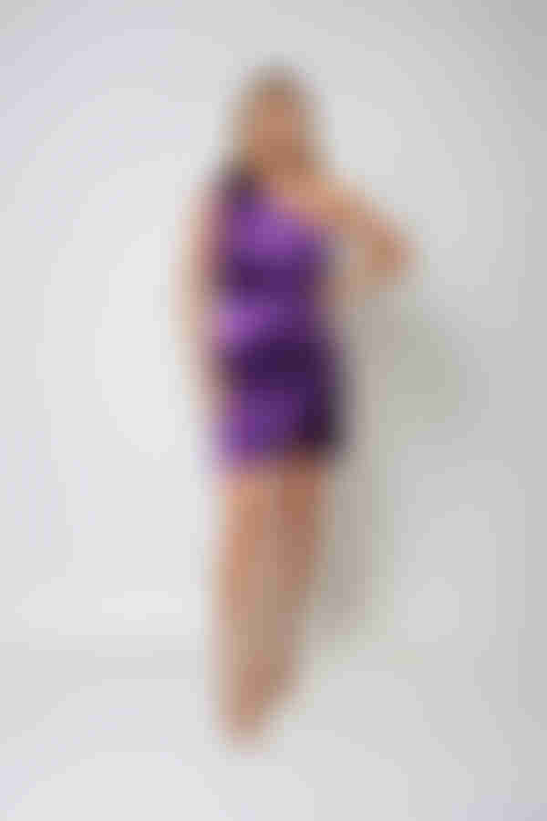 Show Stopper Satin One Shoulder MIni Dress - Purple