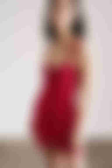 Alexandria Surplice Bodycon Mini Dress - Red