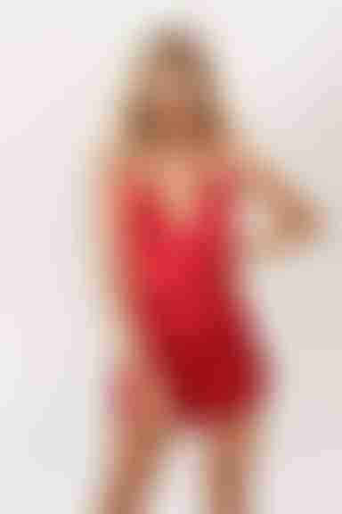 Alice Surplice Satin Romper - Red