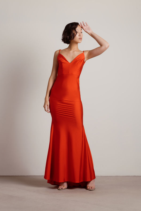 Ariella Backless Mermaid Maxi Dress - Red Homecoming