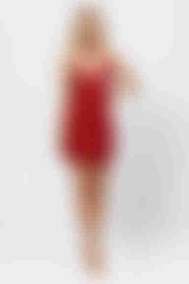 Caddie Cat Strappy Bodycon Mini Dress - Red