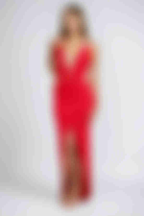 Hot Desire Halter Cutout Maxi Dress - Red