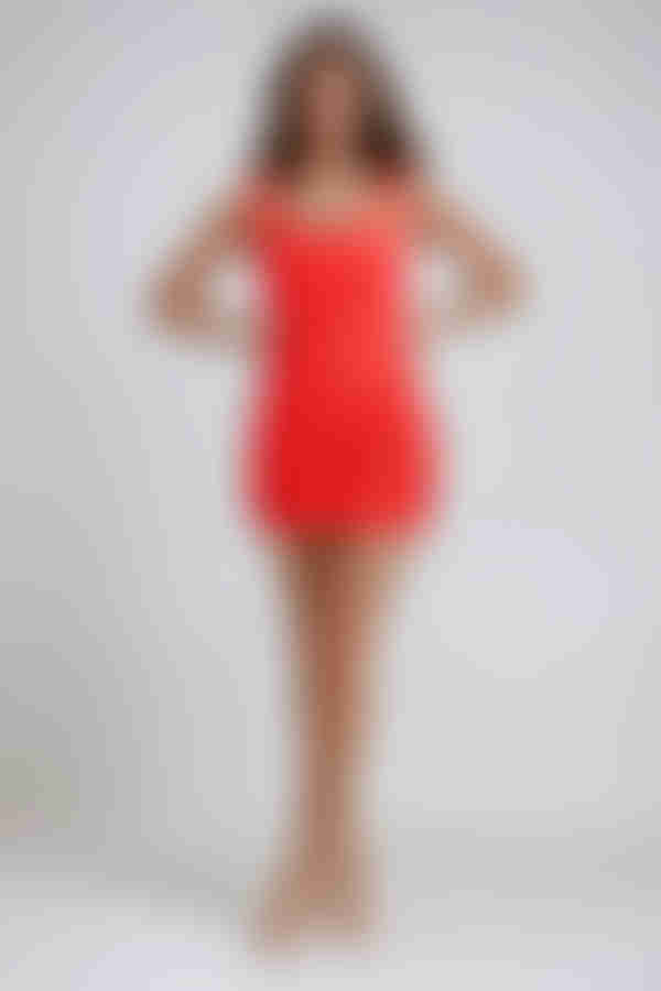 Hot Streak Square Neck Bodycon Mini Dress - Red