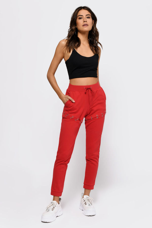 Ring Me Around Red Joggers