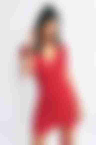 Savannah Ruched Surplice Mini Dress - Red
