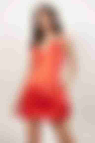 Serena Satin A-line Mini Dress - Red