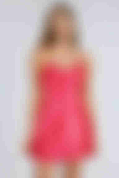 Stay Spicy Lace Satin Mini Dress - Red