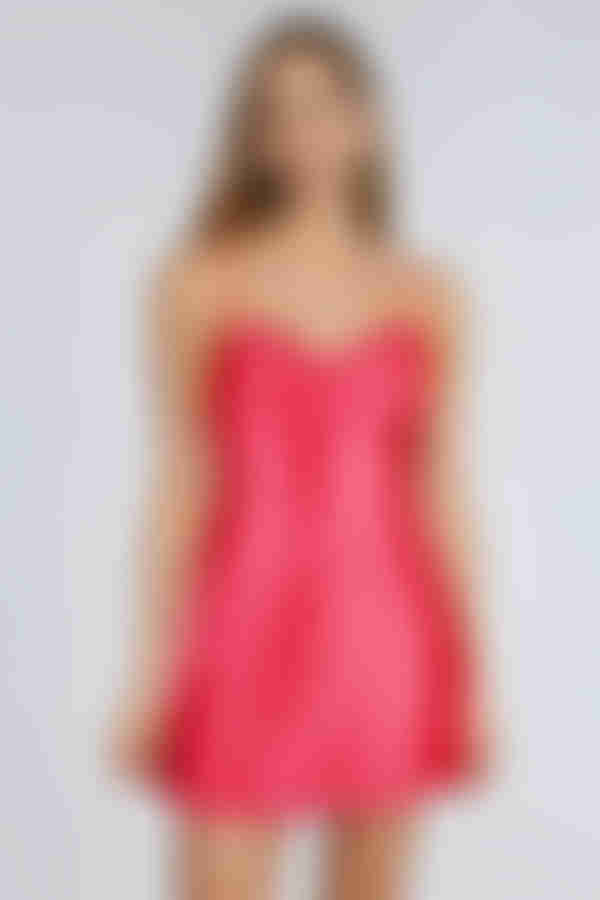 Stay Spicy Lace Satin Mini Dress - Red