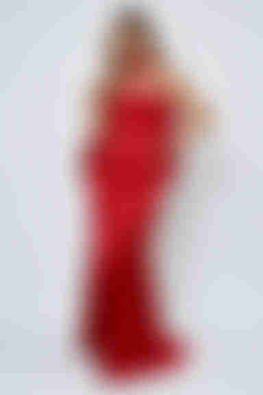 Subtle Slay Strapless Satin Maxi Dress - Red