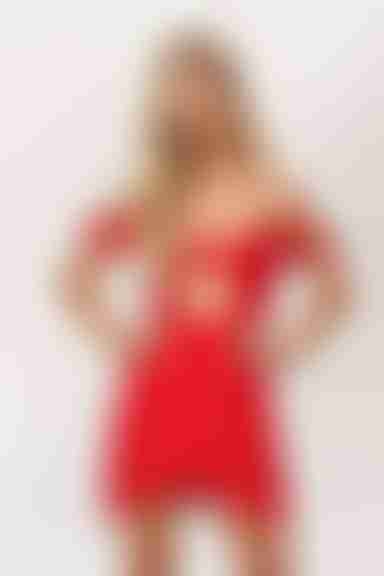 Susie Cold Shoulder Cutout Mini Dress - Red