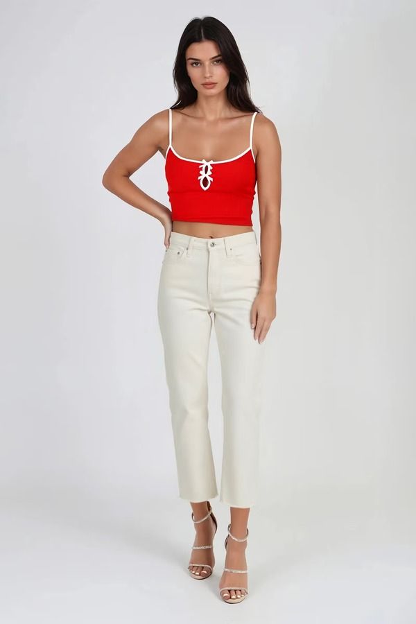 Sweet Tease Cutout Bow Cami Top - Red