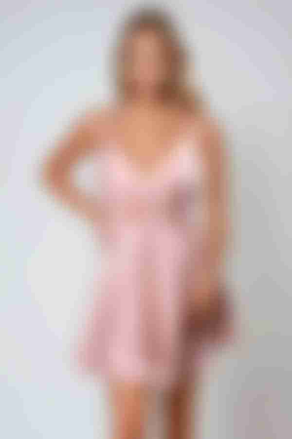 Lorena Cross Back Skater Mini Dress - Rose