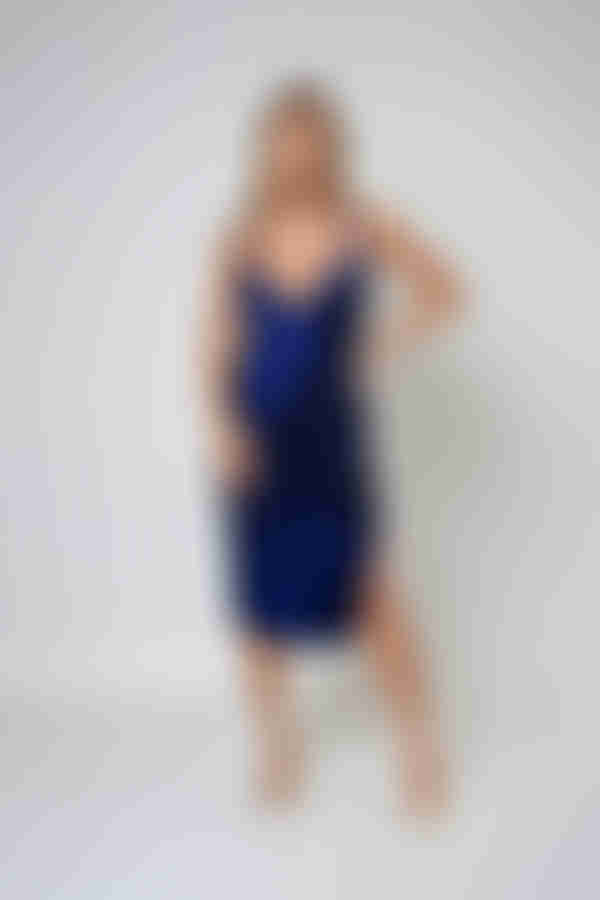 Cold Flame Metallic Corset Midi Dress - Royal Blue