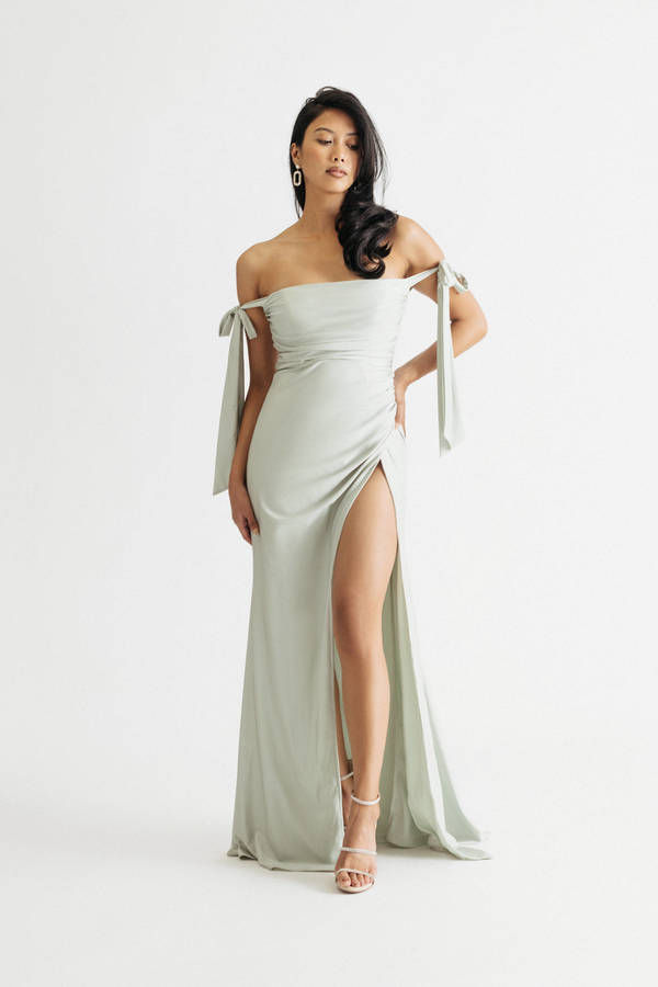 Romantics Sage Formal Tie Strap High Slit Maxi Dress