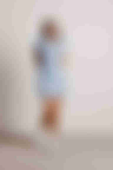 Break Point Collared Ribbed Mini Dress - Sky Blue