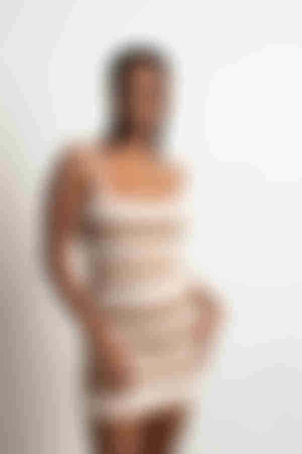 Emilia Stripe Knit Mini Dress - Tan Multi