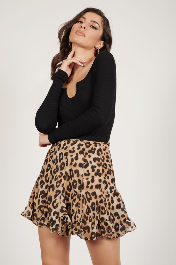 Maya Tan Multi Leopard Mini Skirt
