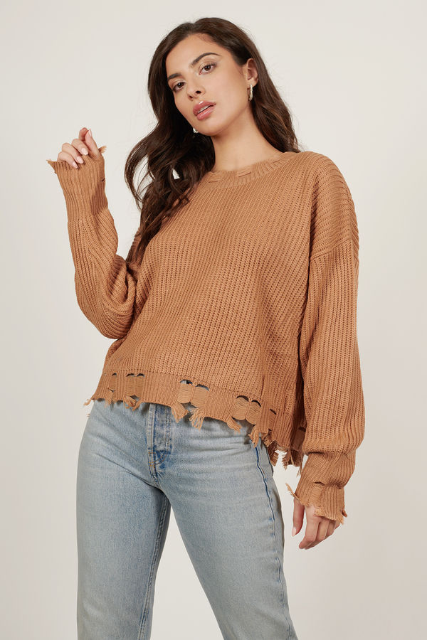 Vince Tan Distressed Sweater